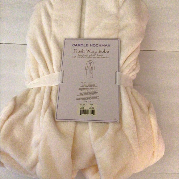 NWT Carol Hochman Plush Robe Ivory Fleece Pocket S Luxury Cozy Warm Classic Soft - Picture 3 of 6